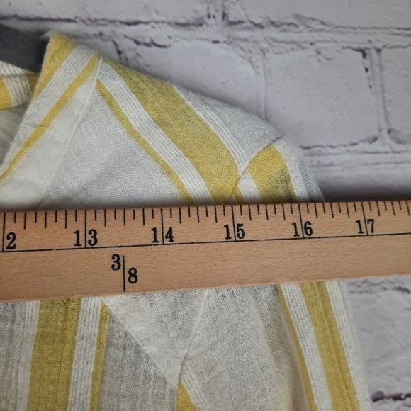 Free People Yellow Striped Button Up Peasant - Picture 11 of 12